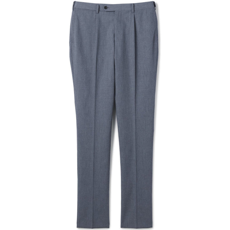 シルバーライン 【CLASSICO TAPERED】【春夏】1タックテーパードパンツ/ネイビー/ウエストムーブ仕様/ウォシャブル/「氷撃」冷感PRINT/※裾直し必要 グレー中間