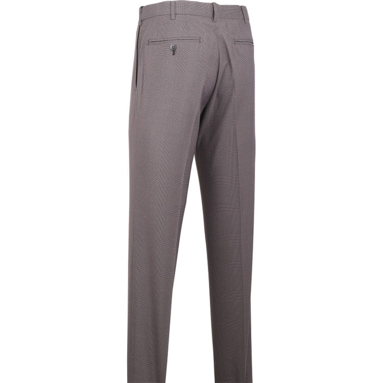 スーツセレクト 【SLIM TAPERED】【春夏】0タックテーパードパンツ/グレー×チェック/ウエストムーブ/ウォッシャブル/4S グレー系(灰)