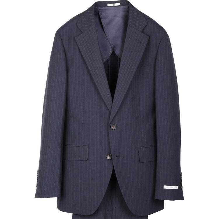 スーツセレクト 【CLASSICO TAPERED】【春夏】スペアパンツ付き/2釦シングルスーツ 1タック/ネイビー×ストライプ/ウォッシャブル ネイビー系(紺)