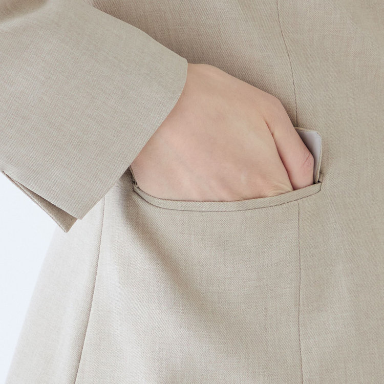 シルバーライン 【SL】【年間】ノーカラージャケット/ベージュ/ウォッシャブル 茶淡色