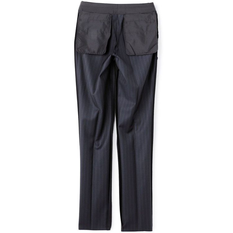 シルバーライン 【CLASSICO TAPERED】【秋冬】2釦シングルスーツ 1タック/ネイビー×ストライプ/ウエストムーブ/Ermenegildo Zegna TRAVELLER woven in italy/※裾上げ必要 紺濃色