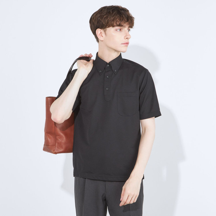 シルバーライン 【発送在庫あり】【WEB限定】【RBC/半袖】ボタンダウンビズポロシャツ プルオーバータイプ/ブラック/4S 黒