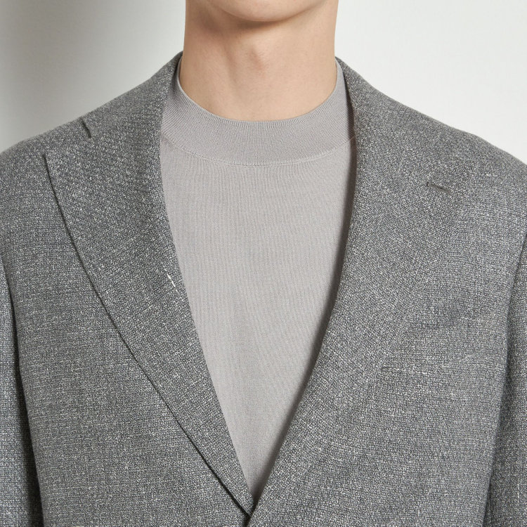 シルバーライン 【CLASSICO TAPERED】【春夏】ウールリネン2釦シングルジャケット/グレー/パッチポケット/MARZOTTO グレー淡色