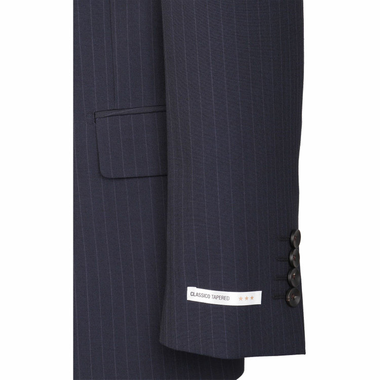 スーツセレクト 【CLASSICO TAPERED】【春夏】スペアパンツ付き/2釦シングルスーツ 1タック/ネイビー×ストライプ/ウォッシャブル ネイビー系(紺)
