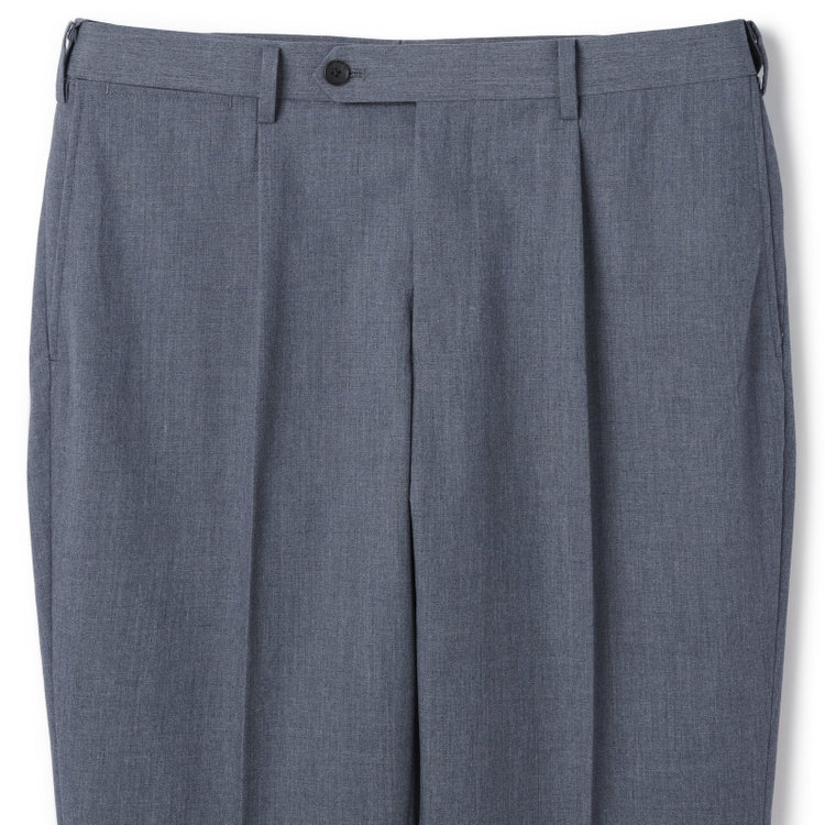 シルバーライン 【CLASSICO TAPERED】【春夏】1タックテーパードパンツ/ネイビー/ウエストムーブ仕様/ウォシャブル/「氷撃」冷感PRINT/※裾直し必要 グレー中間