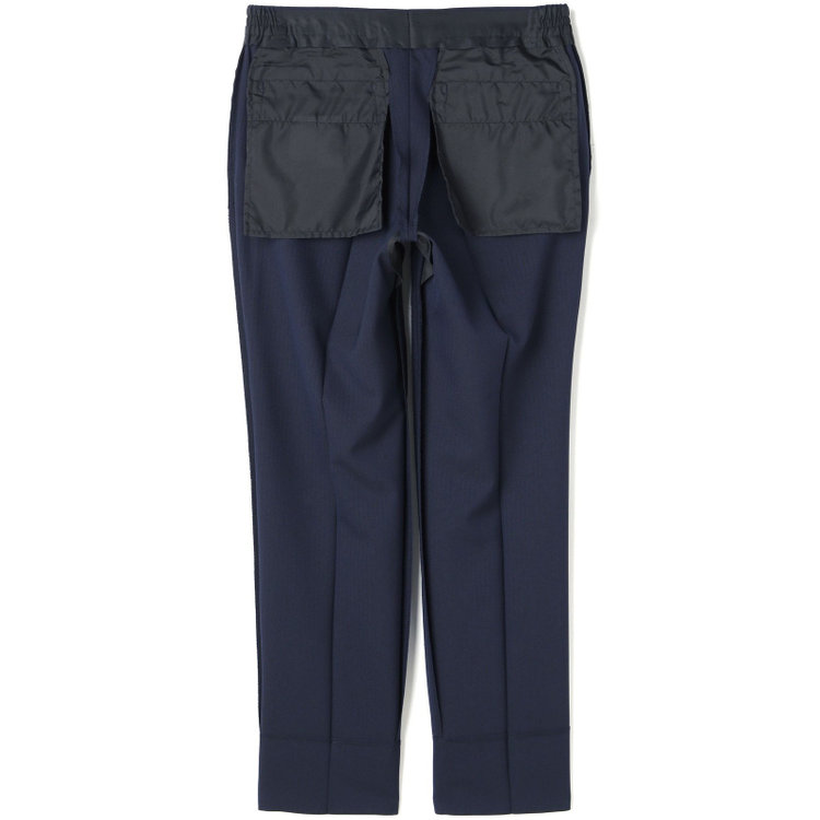 ブラックライン 【SLIM TAPERED】【年間】2釦シングルスリーピーススーツ 0タック/ネイビー×ヘリンボーン /ウエストシャーリング/4S TAKE OUT SUITS /リバーシブルベスト（グレー）/※パンツ裾上げ済仕様 紺中間