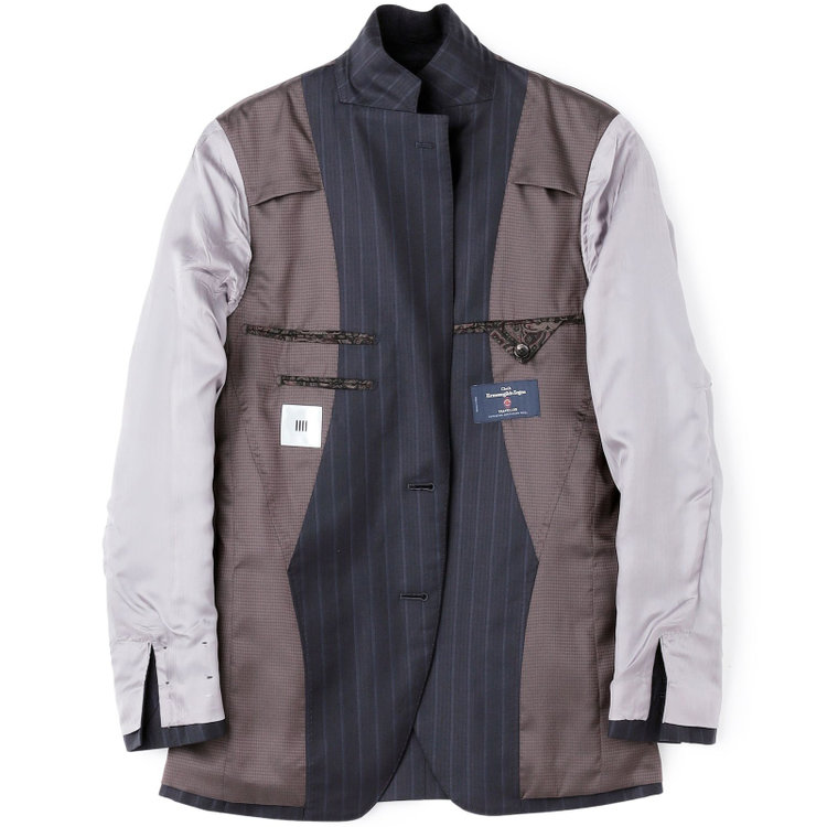 シルバーライン 【CLASSICO TAPERED】【秋冬】2釦シングルスーツ 1タック/ネイビー×ストライプ/ウエストムーブ/Ermenegildo Zegna TRAVELLER woven in italy/※裾上げ必要 紺濃色