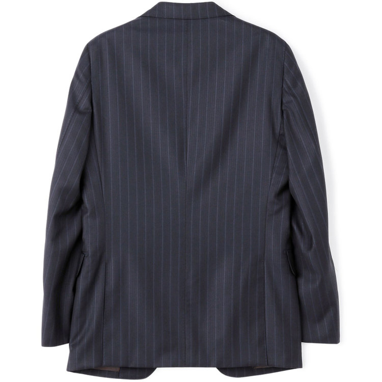 シルバーライン 【CLASSICO TAPERED】【秋冬】2釦シングルスーツ 1タック/ネイビー×ストライプ/ウエストムーブ/Ermenegildo Zegna TRAVELLER woven in italy/※裾上げ必要 紺濃色