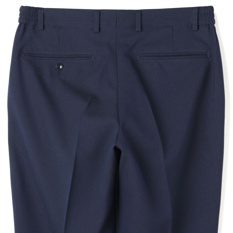 ブラックライン 【SLIM TAPERED】【年間】2釦シングルスリーピーススーツ 0タック/ネイビー×ヘリンボーン /ウエストシャーリング/4S TAKE OUT SUITS /リバーシブルベスト（グレー）/※パンツ裾上げ済仕様 紺中間