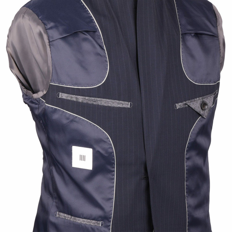 スーツセレクト 【CLASSICO TAPERED】【春夏】スペアパンツ付き/2釦シングルスーツ 1タック/ネイビー×ストライプ/ウォッシャブル ネイビー系(紺)