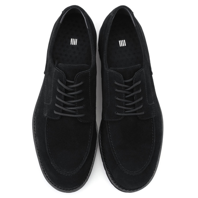 スーツセレクト スエードUチップドレスシューズ/ブラック/セメント製法 黒