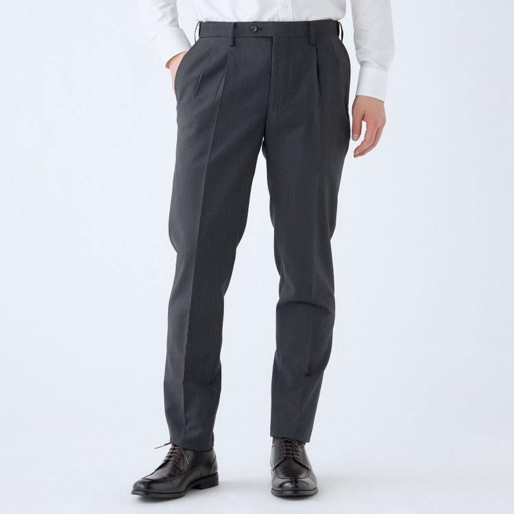 シルバーライン 【CLASSICO TAPERED】【年間】3釦段返りシングルスリーピーススーツ 2タック/グレー×ソリッド/NEW ZEALAND WOOL MIX/※裾上げ必要 グレー中間