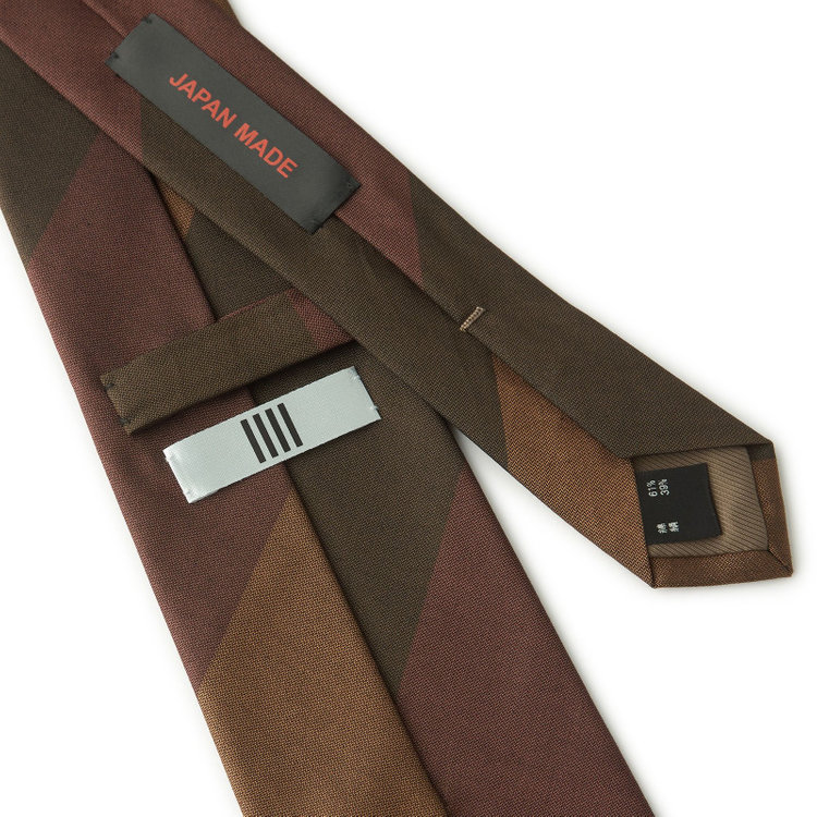 シルバーライン 【SILVER LINE】コットンシルクストライプネクタイ 8.5cm幅/ブラウン/JAPAN MADE その他