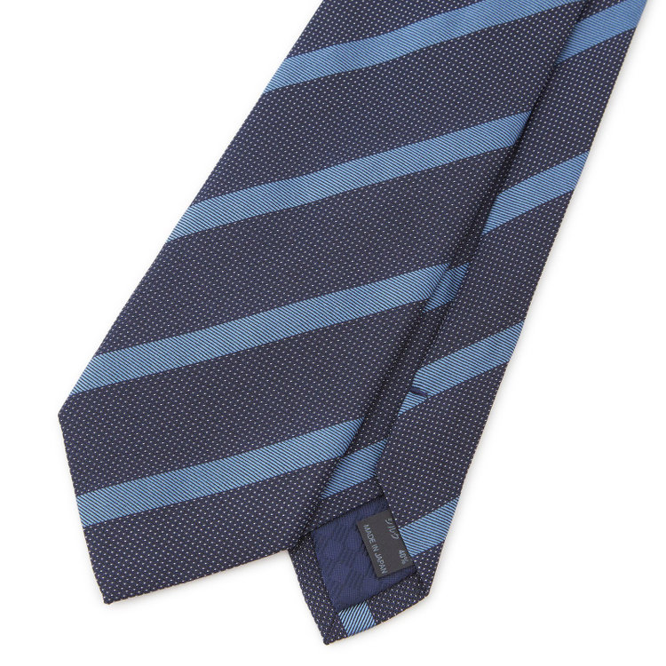 ブラックライン 【BLACK LINE】コットンシルクストライプネクタイ 7.5cm幅/ネイビー×ブルー/ITALIAN FABRICS その他