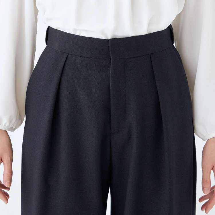 シルバーライン 【SL】【秋冬】ワイドストレートパンツ/ネイビー/ウエストムーブメント/ウォッシャブル/※パンツ裾上げ済仕様 紺中間