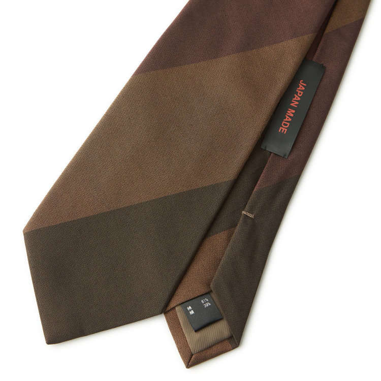 シルバーライン 【SILVER LINE】コットンシルクストライプネクタイ 8.5cm幅/ブラウン/JAPAN MADE その他