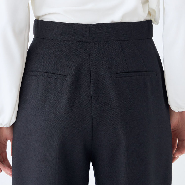 シルバーライン 【SL】【秋冬】ワイドストレートパンツ/ネイビー/ウエストムーブメント/ウォッシャブル/※パンツ裾上げ済仕様 紺中間