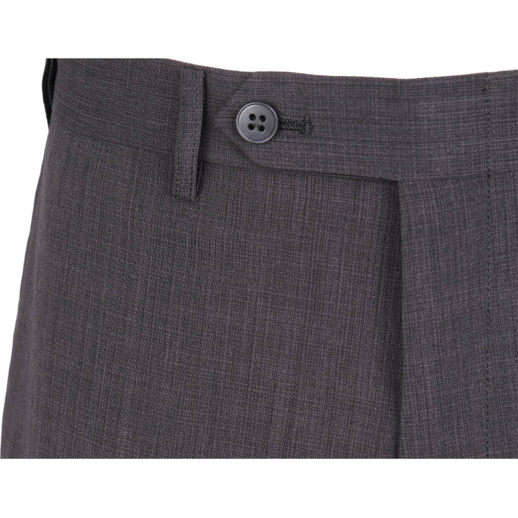 スーツセレクト 【発送在庫あり】【SLIM TAPERED】【春夏】0タックテーパードパンツ/グレー×ブッチャー/ウエストムーブ/ウォッシャブル/撥水/4S グレー系(灰)