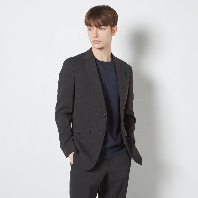 スーツセレクト 【RBC】【5分袖】コットンブレンドクルーネックニット/ネイビー/「マシンウォッシャブル」「UVカット」「接触冷感」 紺中間