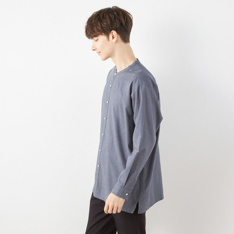 スーツセレクト 【RBC/長袖】バンドカラーシャツ/ネイビー 紺中間