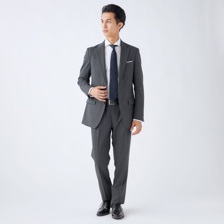 シルバーライン 【CLASSICO TAPERED】【秋冬】スペアパンツ付き/2釦シングルスーツ 1タック/グレー×ソリッド/ウォッシャブル/※裾上げ必要 グレー中間