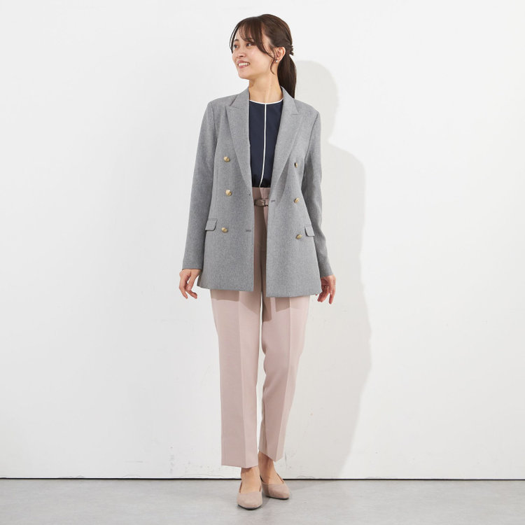 シルバーライン 【SILVER LINE/7分袖】配色クルーネックプルオーバー/ネイビー×ホワイト/「ウォッシャブル」「ストレッチ」「防シワ」「UV加工」「静電気防止」 紺中間