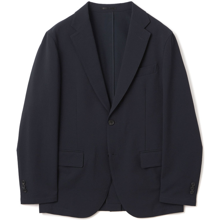 【BLACK LINE】【春夏】2釦シングルジャケット/ネイビー×シアサッカー