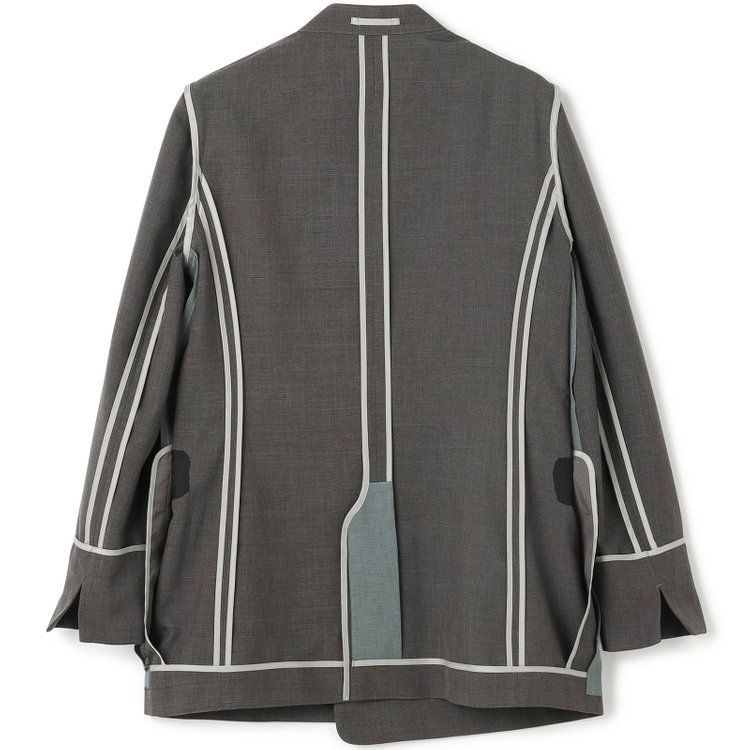 シルバーライン 【RELAX TAPERED】【年間】ノーカラー 2釦1掛け/ダブルパンツスーツ/グレー/ウエスト内側アジャスター/ウォッシャブル/Naturemier/※パンツ裾上げ済仕様 グレー濃色