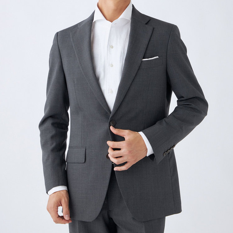 シルバーライン 【CLASSICO TAPERED】【秋冬】スペアパンツ付き/2釦シングルスーツ 1タック/グレー×ソリッド/ウォッシャブル/※裾上げ必要 グレー中間