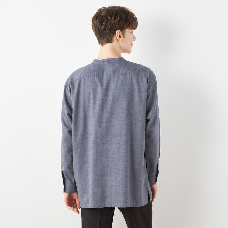 スーツセレクト 【RBC/長袖】バンドカラーシャツ/ネイビー 紺中間