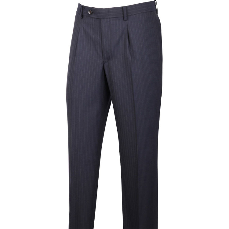 スーツセレクト 【CLASSICO TAPERED】【春夏】スペアパンツ付き/2釦シングルスーツ 1タック/ネイビー×ストライプ/ウォッシャブル ネイビー系(紺)