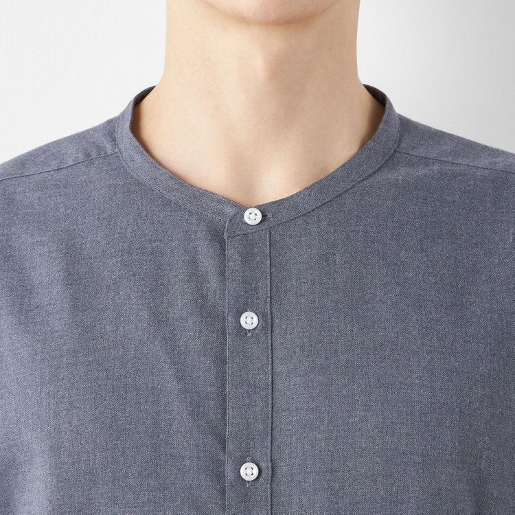 スーツセレクト 【RBC/長袖】バンドカラーシャツ/ネイビー 紺中間