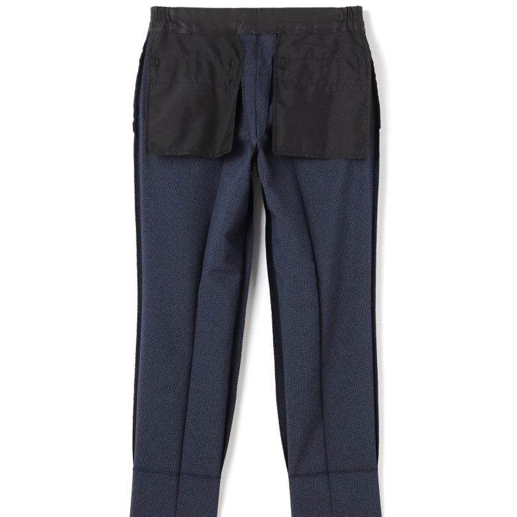 ブラックライン 【SLIM TAPERED_2】【春夏】2釦シングルスーツ 0タック/ネイビー&ブラック×ハウンドトゥース/ウエストシャーリング/4S SUSTAINABILITY&ECOLOGY FABRIC/※パンツ裾上げ済仕様 青中間