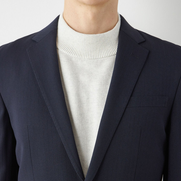 SUIT SELECT　アウトレット 【WEB限定/OUTLET/汚れ・キズ等有】【SLIM TAPERED_2】【年間】2釦シングルテーパードパンツスーツ 0タック/ネイビー×シャドーストライプ/ウエストシャーリング/4S/※パンツ裾上げ済仕様※ステッチほつれ 紺中間