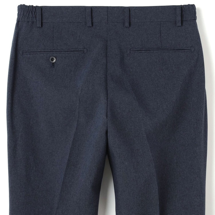 ブラックライン 【SLIM TAPERED_2】【春夏】2釦シングルスーツ 0タック/ネイビー&ブラック×ハウンドトゥース/ウエストシャーリング/4S SUSTAINABILITY&ECOLOGY FABRIC/※パンツ裾上げ済仕様 青中間