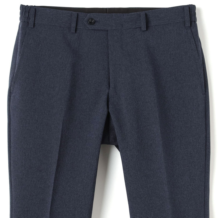 ブラックライン 【SLIM TAPERED_2】【春夏】2釦シングルスーツ 0タック/ネイビー&ブラック×ハウンドトゥース/ウエストシャーリング/4S SUSTAINABILITY&ECOLOGY FABRIC/※パンツ裾上げ済仕様 青中間