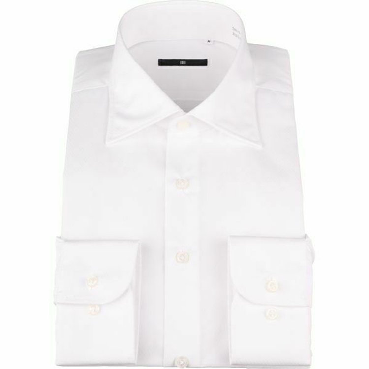 【WEB限定/OUTLET】【BL】【形態安定】ワイドカラードレスワイシャツ/ホワイト×ドビーツイル