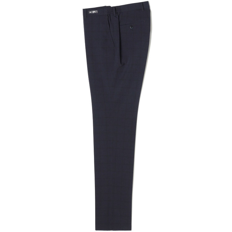 ブラックライン 【SLIM TAPERED】【春夏】0タックテーパードパンツ/ネイビー×ウィンドペン/ウエストシャーリング/4S SUSTAINABILITY&ECOLOGY FABRIC「ウォッシャブル」「ストレッチ」/※裾上げ済仕様 紺濃色