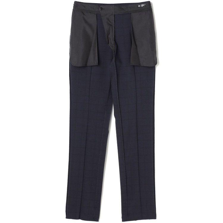 ブラックライン 【SLIM TAPERED】【春夏】0タックテーパードパンツ/ネイビー×ウィンドペン/ウエストシャーリング/4S SUSTAINABILITY&ECOLOGY FABRIC「ウォッシャブル」「ストレッチ」/※裾上げ済仕様 紺濃色