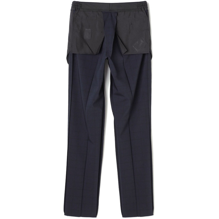 ブラックライン 【SLIM TAPERED】【春夏】0タックテーパードパンツ/ネイビー×ウィンドペン/ウエストシャーリング/4S SUSTAINABILITY&ECOLOGY FABRIC「ウォッシャブル」「ストレッチ」/※裾上げ済仕様 紺濃色