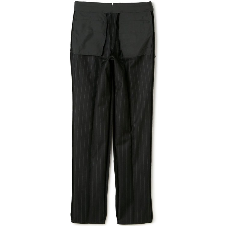 シルバーライン 【CLASSICO TAPERED】【秋冬】ピークドラペル2釦スーツ 2タック/ブラック×ストライプ/MARZOTTO/※裾上げ必要 黒