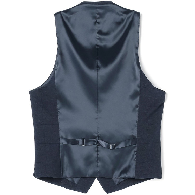 シルバーライン 【CLASSICO TAPERED】【春夏】2釦シングルスリーピーススーツ 1タック/ネイビー×ウィンドペン/ウエストムーブ/4S SUSTAINABILITY&ECOLOGY FABRIC/※パンツ裾上げ済仕様 紺濃色