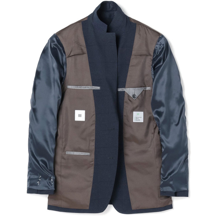 シルバーライン 【CLASSICO TAPERED】【春夏】2釦シングルスリーピーススーツ 1タック/ネイビー×ウィンドペン/ウエストムーブ/4S SUSTAINABILITY&ECOLOGY FABRIC/※パンツ裾上げ済仕様 紺濃色