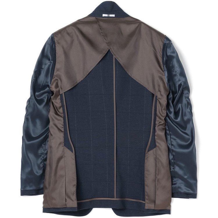 シルバーライン 【CLASSICO TAPERED】【春夏】2釦シングルスリーピーススーツ 1タック/ネイビー×ウィンドペン/ウエストムーブ/4S SUSTAINABILITY&ECOLOGY FABRIC/※パンツ裾上げ済仕様 紺濃色