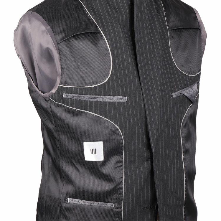 スーツセレクト 【CLASSICO TAPERED】【春夏】スペアパンツ付き/2釦シングルスーツ 1タック/グレー×ストライプ/ウォッシャブル グレー系(灰)