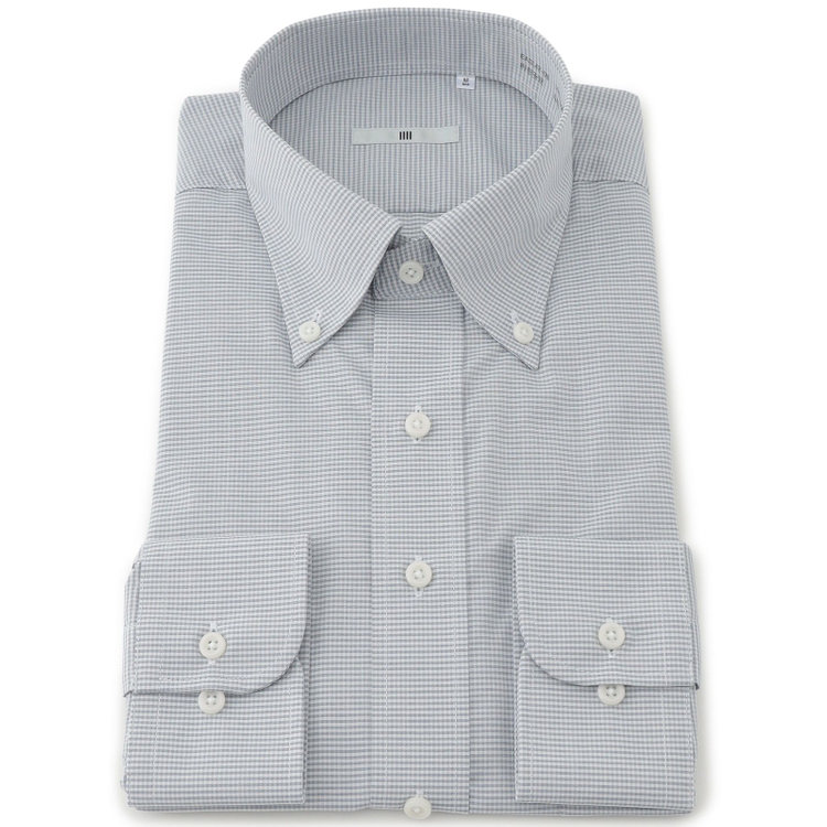 シルバーライン 【SILVER LINE】【形態安定】ボタンダウンワイシャツ/ブルーグリーン＆ホワイト×チェック 青中間