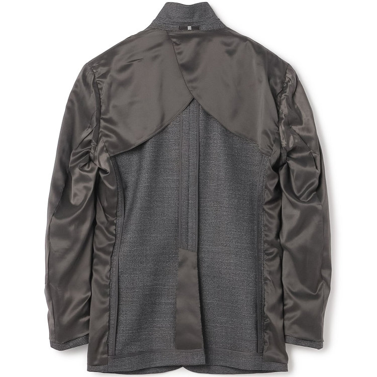 ブラックライン 【SLIM TAPERED_2】【秋冬】2釦シングルスーツ 0タック/グレー＆ブラック×ハウンドトゥース/ウエストシャーリング/4S SUSTAINABILITY&ECOLOGY FABRIC/※パンツ裾上げ済仕様 グレー中間