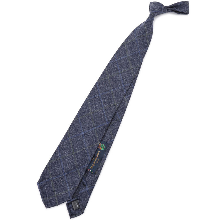シルバーライン 【SL】ウールチェックネクタイ 8.0cm幅/ネイビー/Cloth by Lanificio di pray 1948 woven in italy その他