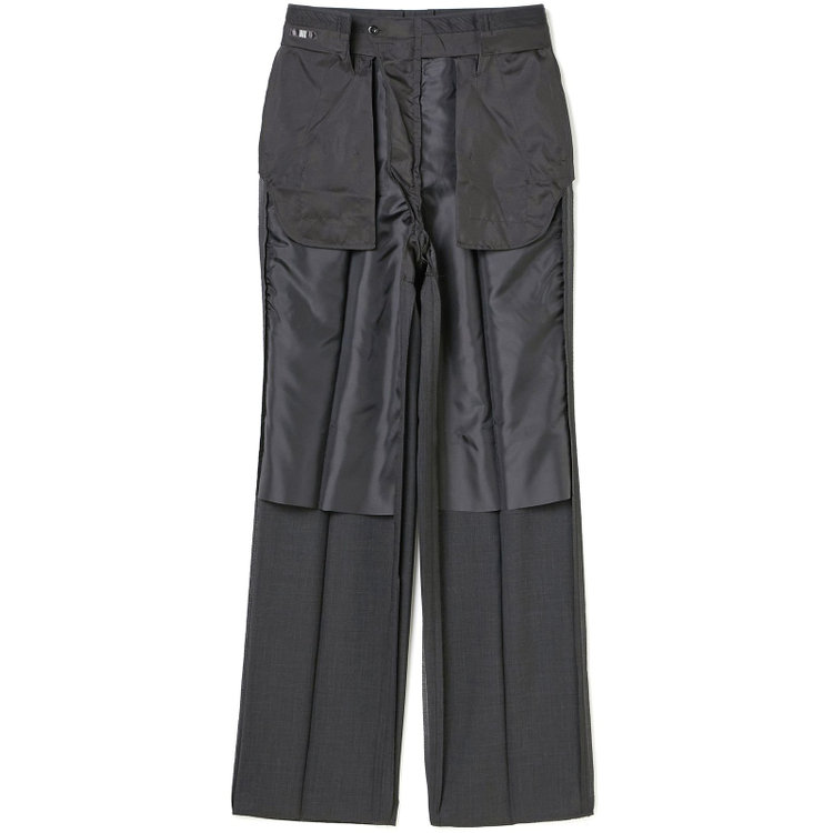 ソノタ 【BLACK LINE】【春夏】1タックワイドシルエットパンツ/グレー×サイロフィル/NEW ZEALAND WOOL MIX Super100’s/※裾上げ必要 グレー濃色