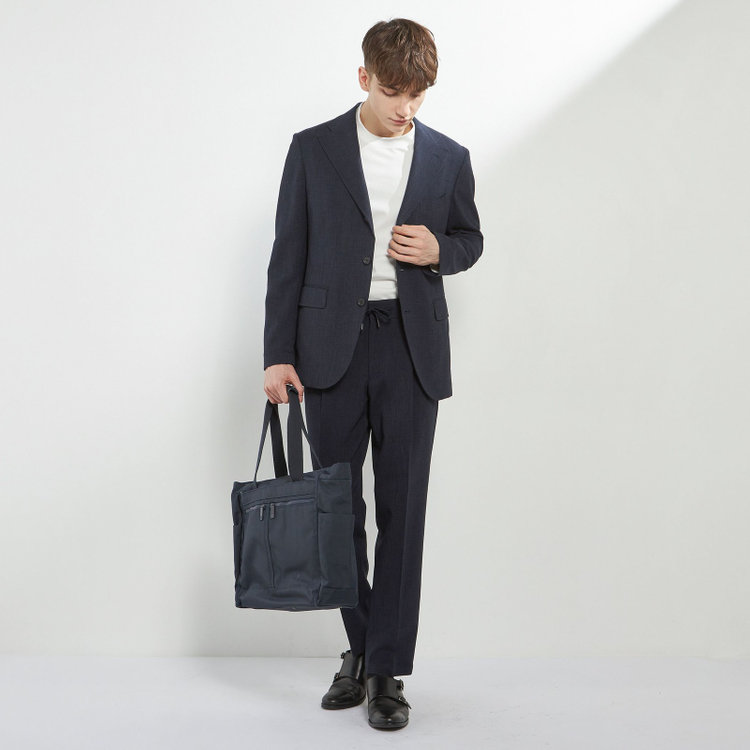 シルバーライン 【RBC】【春夏】3釦段返りシングルスーツ 2タック/ネイビー/ドローコード&ウエストシャーリング/※パンツ裾上げ済仕様 紺中間